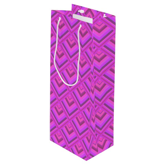 Pink stripes scale pattern wine gift bag (Front Angled)