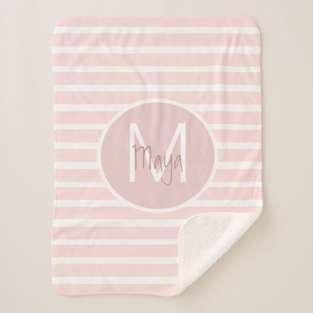 PINK STRIPES SHERPA BLANKET (Front)