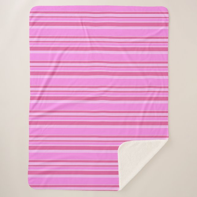 Pink stripes sherpa blanket (Front)