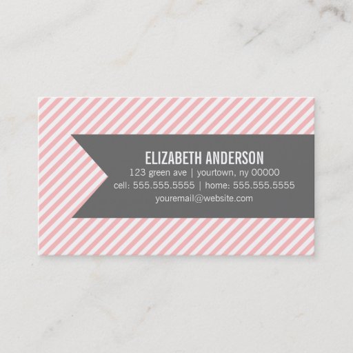 Customizable Pink Stripes Social Calling Cards Business Card Templates