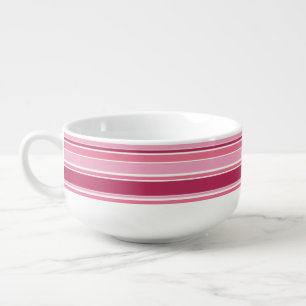 Pink stripes soup mug