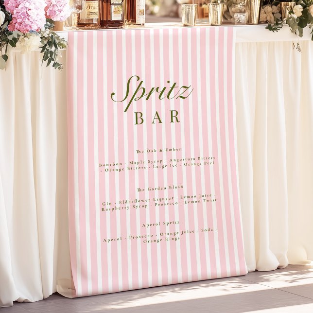 Pink Stripes Spritz Bar Cocktails Sign (Creator Uploaded)