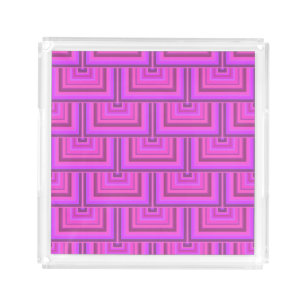 Pink stripes square scales pattern acrylic tray