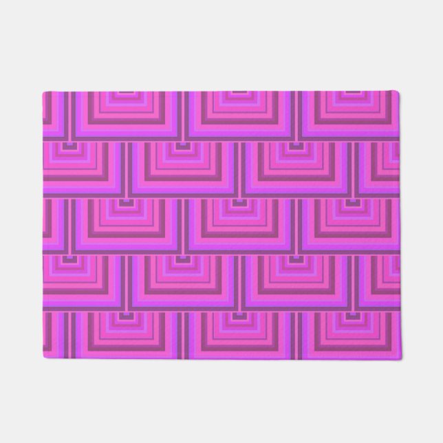 Pink stripes square scales pattern doormat (Front)