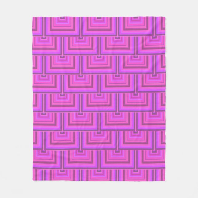 Pink stripes square scales pattern fleece blanket (Front)