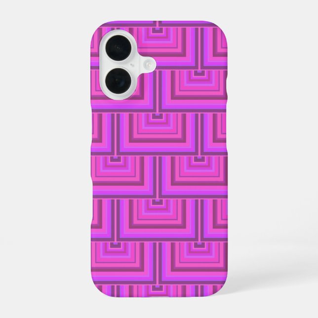 Pink stripes square scales pattern iphone case (Back)