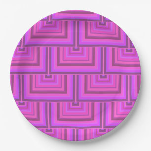 Pink stripes square scales pattern paper plates