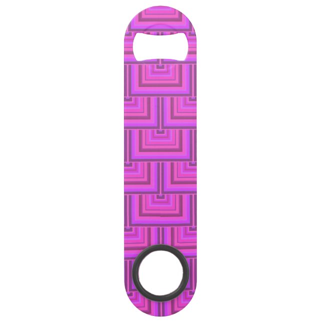 Pink stripes square scales pattern speed bottle opener (Front)