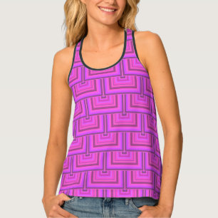 Pink stripes square scales pattern tank top