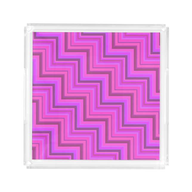 Pink stripes stairs pattern acrylic tray (Front)