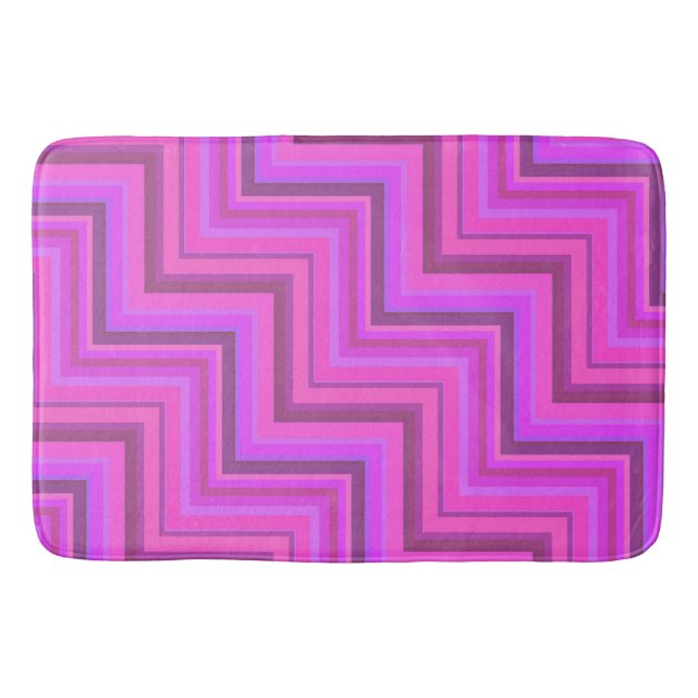 Pink stripes stairs pattern bath mat (Front)