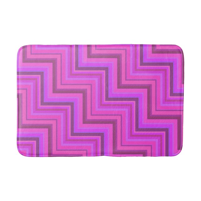 Pink stripes stairs pattern bathroom mat (Front)