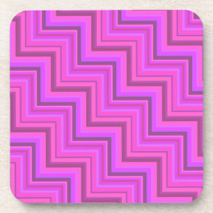 Pink stripes stairs pattern beverage coaster