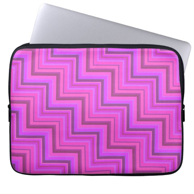 Pink stripes stairs pattern laptop sleeve (Front)