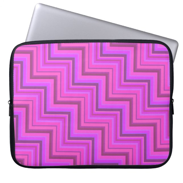 Pink stripes stairs pattern laptop sleeve (Front)