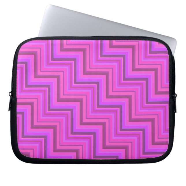 Pink stripes stairs pattern laptop sleeve (Front)