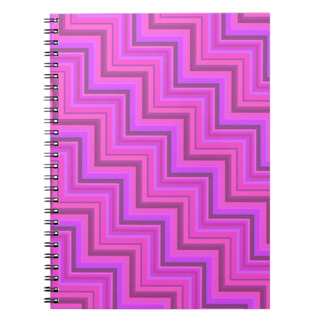 Pink stripes stairs pattern notebook (Front)