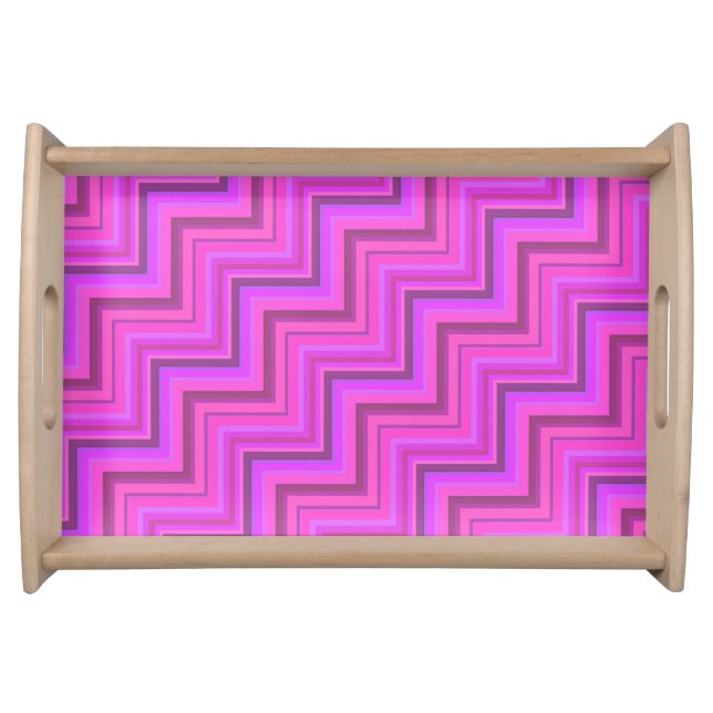 Pink stripes stairs pattern serving tray (Front)