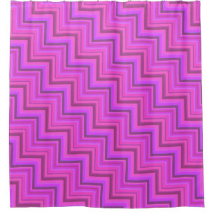 Pink stripes stairs pattern shower curtain