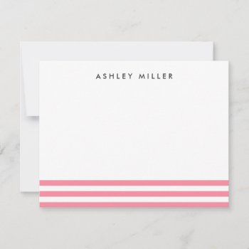 Pink Stripes Stationery Personalized Invite Card by cardeddesigns at Zazzle
