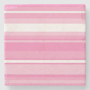 Pink stripes stone coaster