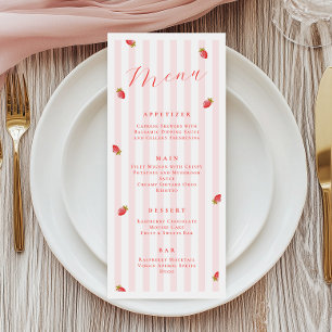 Pink Stripes & Strawberry Menu Card