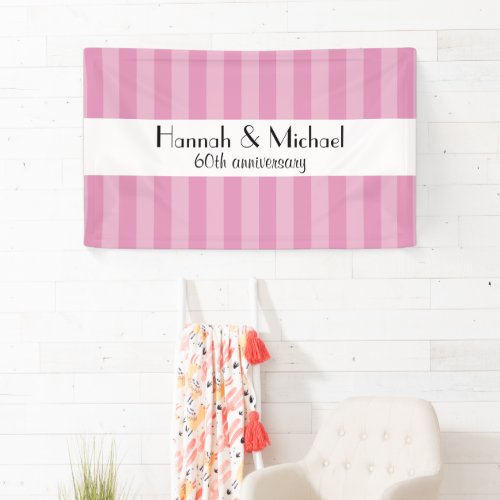 Pink Stripes Striped Pattern Lines Anniversary Banner