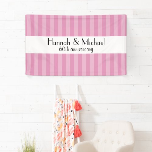 Pink Stripes Striped Pattern Lines Anniversary Banner