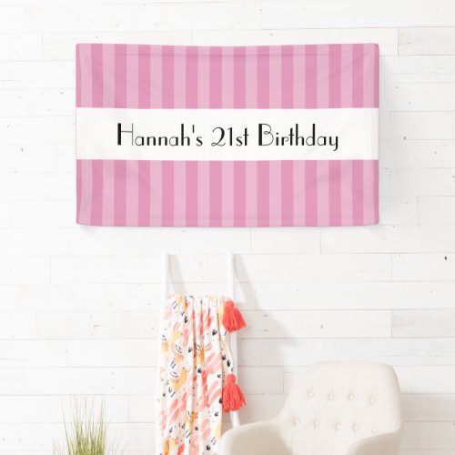 Pink Stripes Striped Pattern Lines Birthday Banner