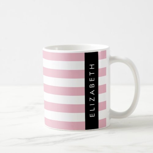 Pink Stripes Striped Pattern Lines Your Name Coffee Mug