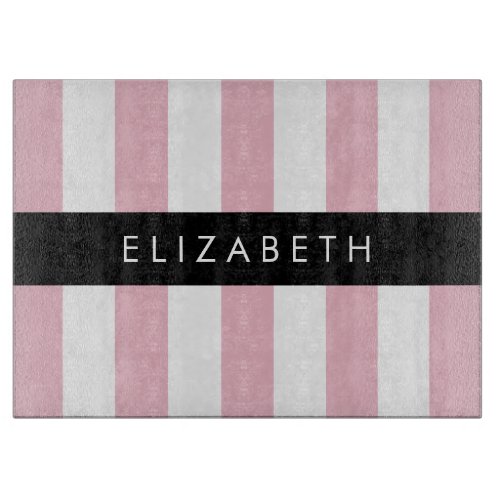 Pink Stripes Striped Pattern Lines Your Name Cutting Board