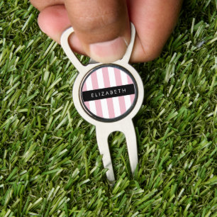 Pink Stripes, Striped Pattern, Lines, Your Name Divot Tool