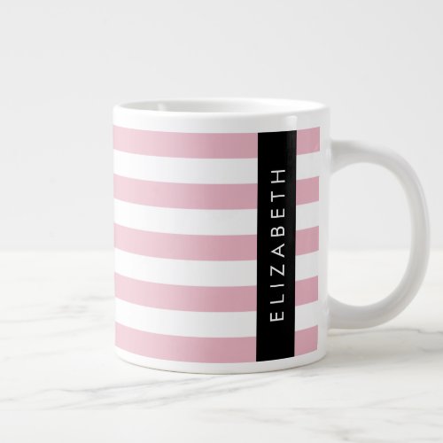 Pink Stripes Striped Pattern Lines Your Name Giant Coffee Mug