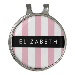 Pink Stripes, Striped Pattern, Lines, Your Name Golf Hat Clip