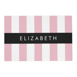 Pink Stripes, Striped Pattern, Lines, Your Name Placemat