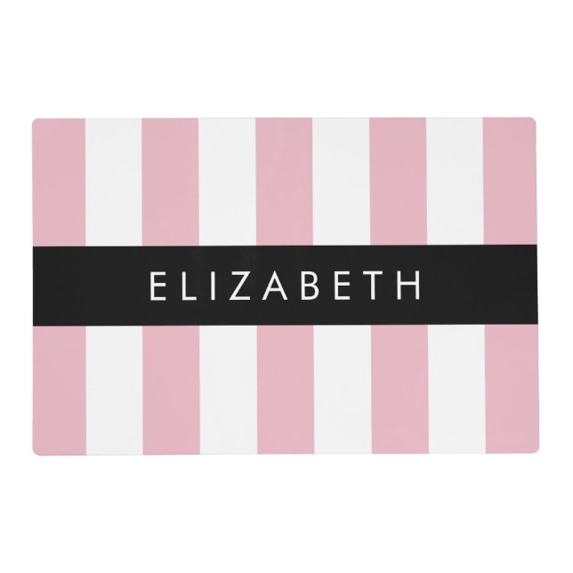 Pink Stripes, Striped Pattern, Lines, Your Name Placemat (Front)