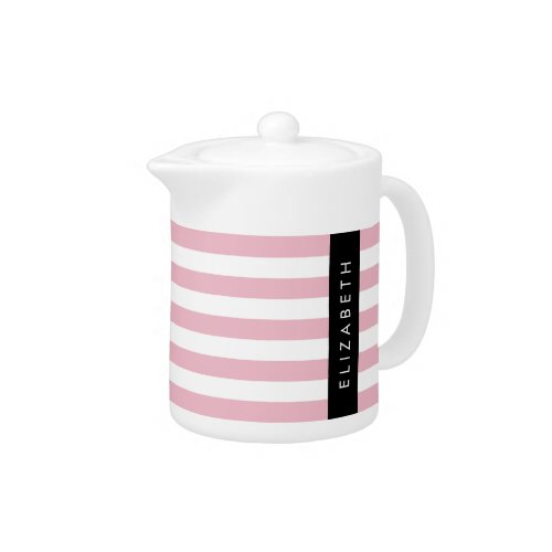 Pink Stripes Striped Pattern Lines Your Name Teapot