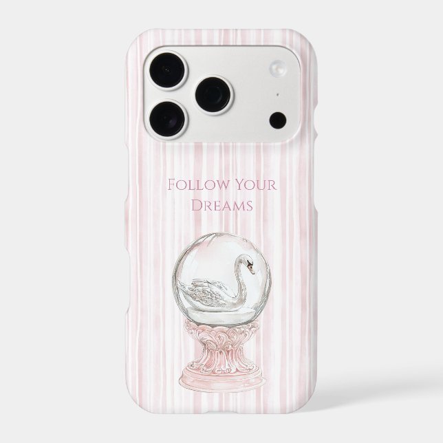 Pink Stripes Swan   iPhone Case (Back)
