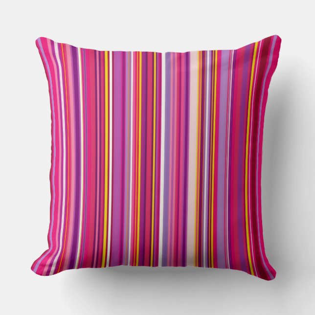 Pink Stripes Throw Pillow (Front)