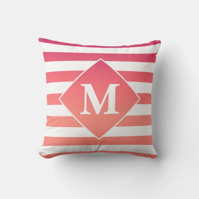 Pink Stripes Throw Pillow (Front)