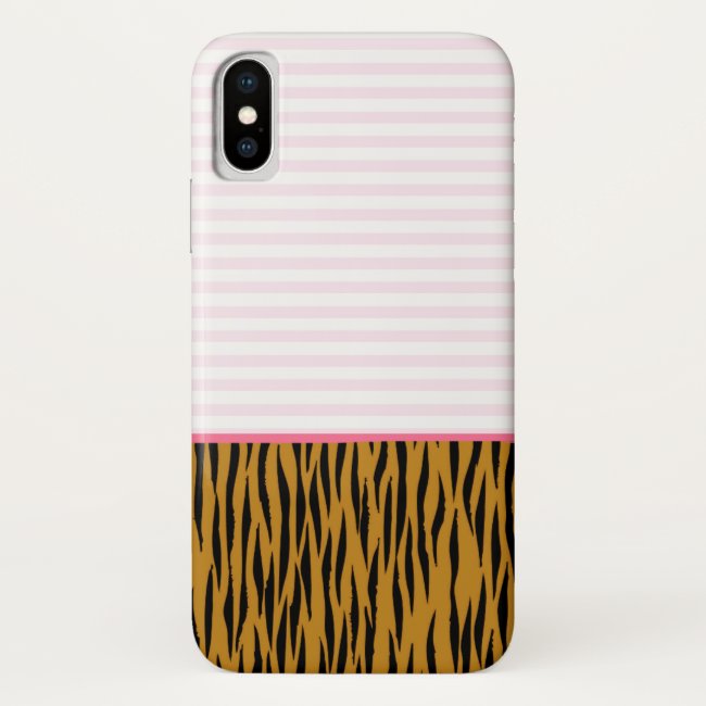 Pink Stripes & Tigerprint iPhone case