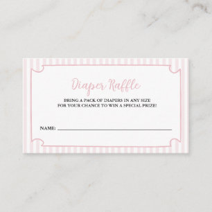 Pink Stripes Tini One Is on the Way Diaper Raffle Enclosure Card