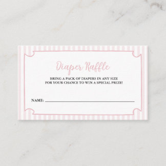 Pink Stripes Tini One Is on the Way Diaper Raffle Enclosure Card