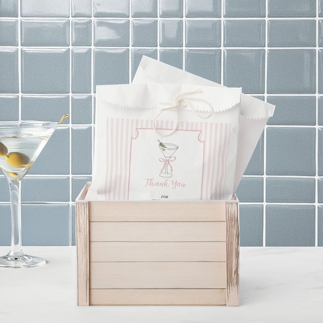 Pink Stripes Tini One Is on the Way Thank You Favor Bag (Creator Uploaded)
