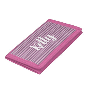 Pink stripes trifold wallet