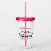 Pink Stripes Watercolor Bachelorette Bridesmaid