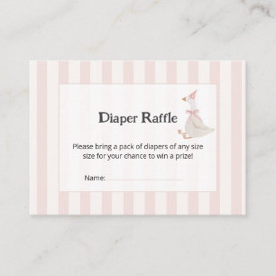 Pink Stripes Watercolor Goose Girl Diaper Raffle Enclosure Card