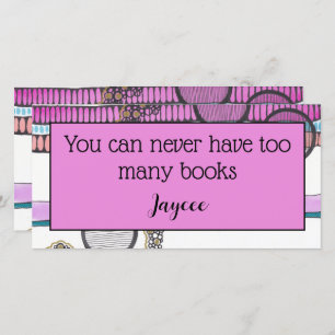 Pink stripes watercolour doodle book mark thank you card