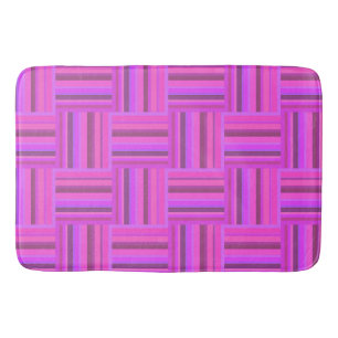 Pink stripes weave pattern bathroom mat