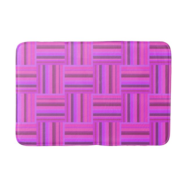 Pink stripes weave pattern bathroom mat (Front)